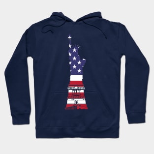 Mens Classic Statue Of Liberty American Flag Usa Patriotic Hoodie